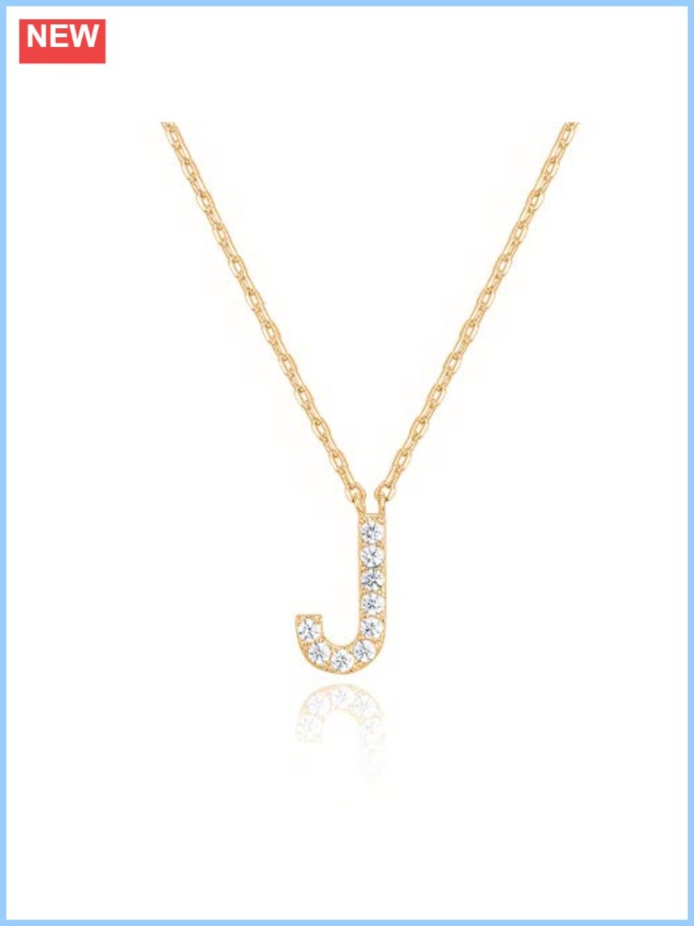 14K Gold Plated Initial Pendant Necklace with Cubic Zirconia Charm